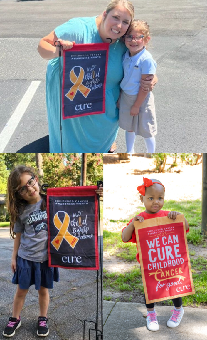 CURE Flags flags image collage three images of children holding flags one image is mother and daughter