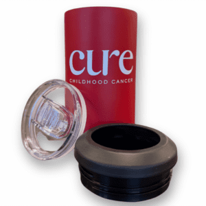 Red CURE tumbler gift set with lid and coin jar
