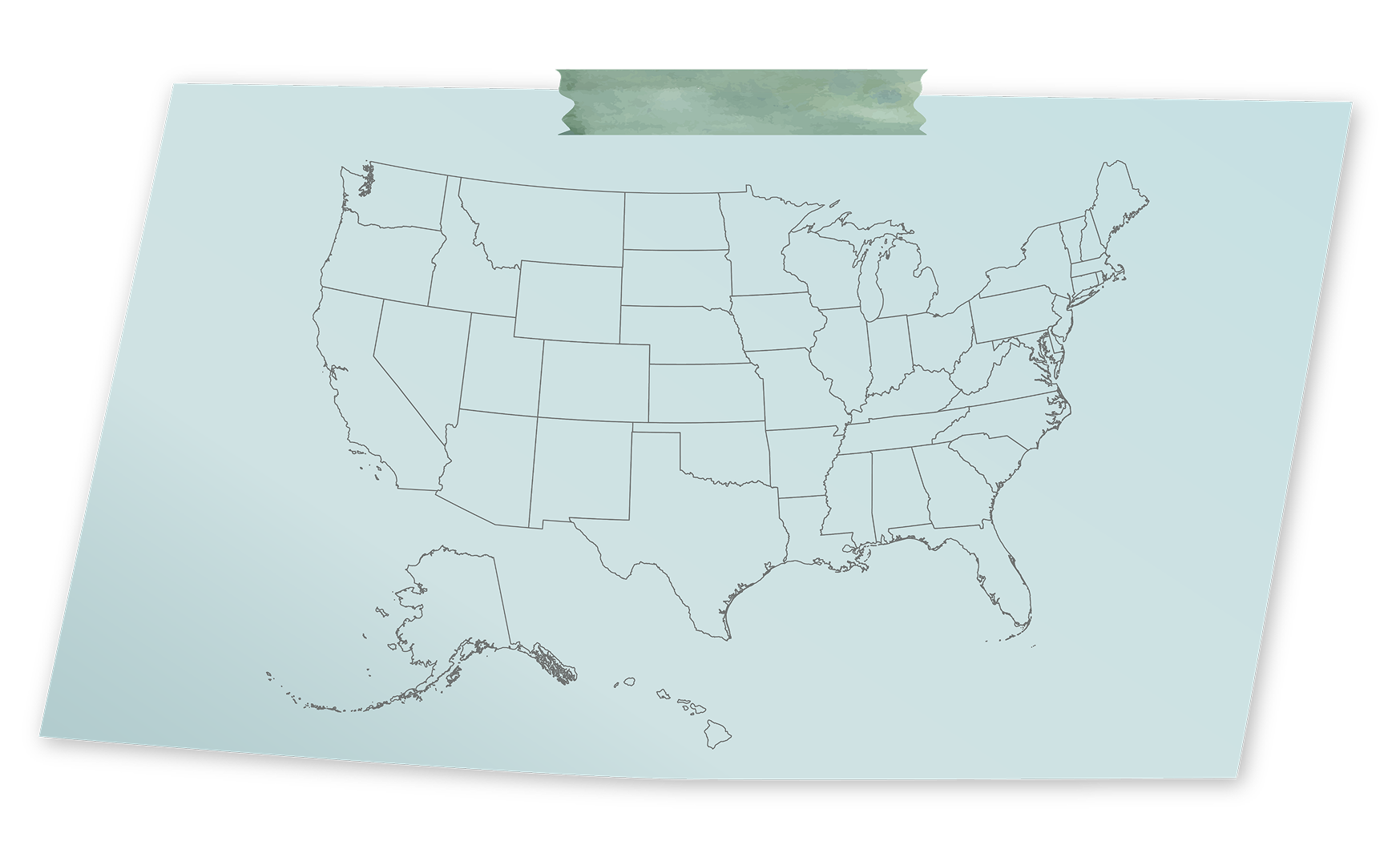 Light blue map of the U.S. for outreach or awareness tracking