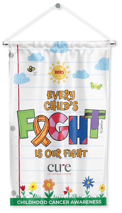 “Every Child’s Fight is Our Fight” garden flag for childhood cancer awareness
