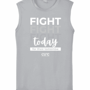 Gray sleeveless "Fight for Today" CURE cancer awareness shirt