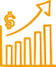 Gold bar chart icon representing fundraising and growth metrics